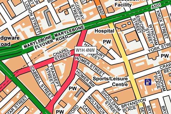 W1H 4NW map - OS OpenMap – Local (Ordnance Survey)