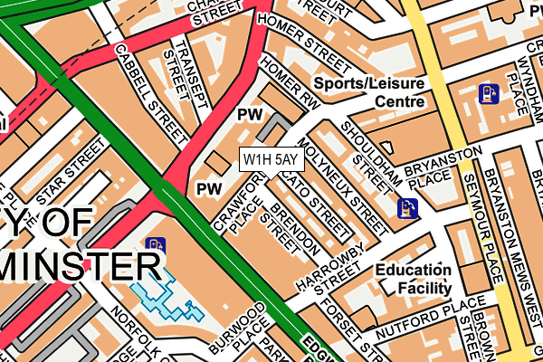 W1H 5AY map - OS OpenMap – Local (Ordnance Survey)