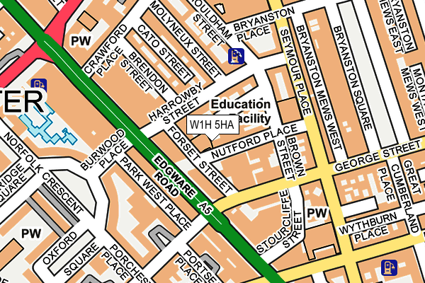 W1H 5HA map - OS OpenMap – Local (Ordnance Survey)