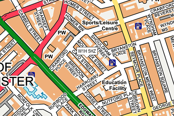 W1H 5HZ map - OS OpenMap – Local (Ordnance Survey)