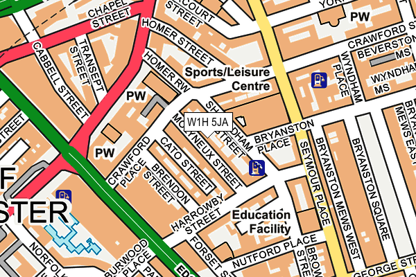 W1H 5JA map - OS OpenMap – Local (Ordnance Survey)