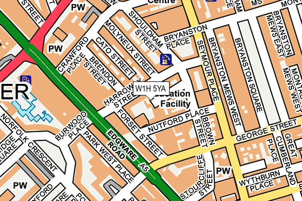 W1H 5YA map - OS OpenMap – Local (Ordnance Survey)