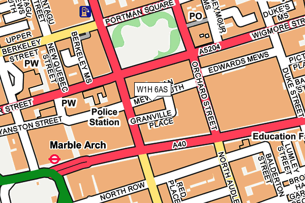 W1H 6AS map - OS OpenMap – Local (Ordnance Survey)