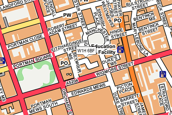 W1H 6BF map - OS OpenMap – Local (Ordnance Survey)