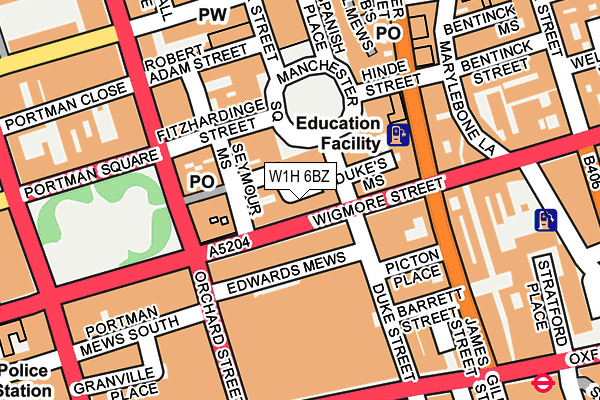 W1H 6BZ map - OS OpenMap – Local (Ordnance Survey)