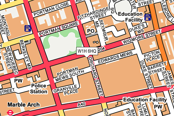 W1H 6HQ map - OS OpenMap – Local (Ordnance Survey)