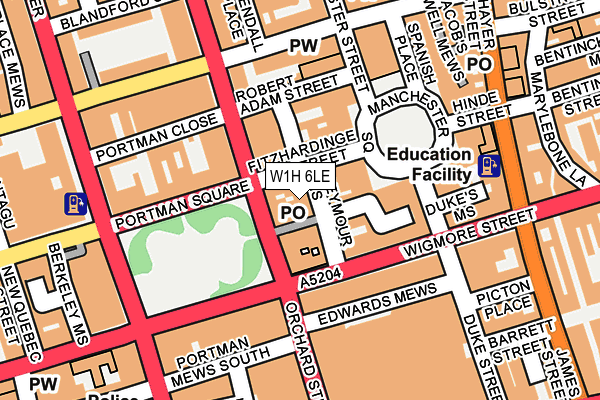 W1H 6LE map - OS OpenMap – Local (Ordnance Survey)