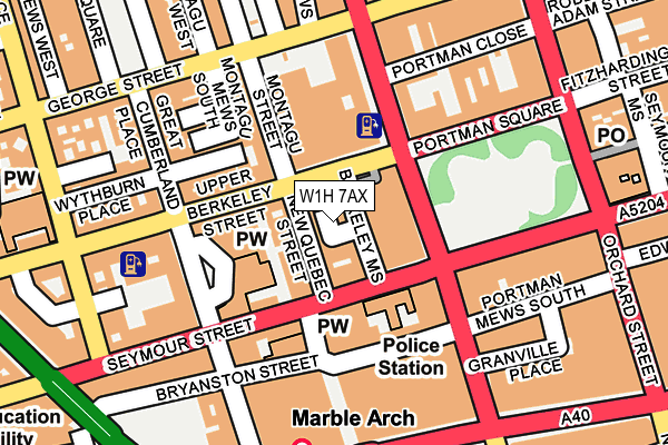 W1H 7AX map - OS OpenMap – Local (Ordnance Survey)