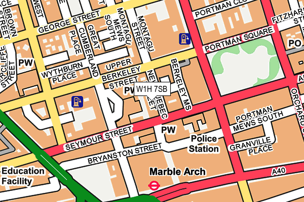 W1H 7SB map - OS OpenMap – Local (Ordnance Survey)