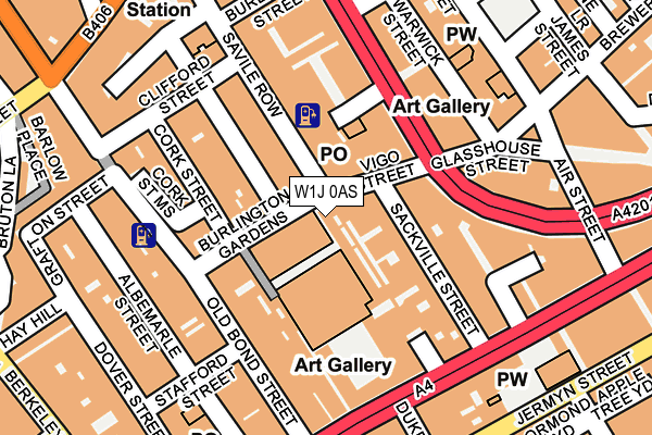 W1J 0AS map - OS OpenMap – Local (Ordnance Survey)