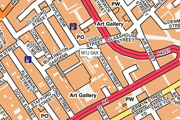 W1J 0AX map - OS OpenMap – Local (Ordnance Survey)