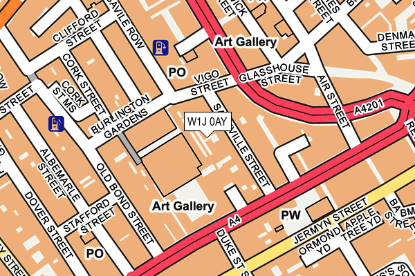 W1J 0AY map - OS OpenMap – Local (Ordnance Survey)