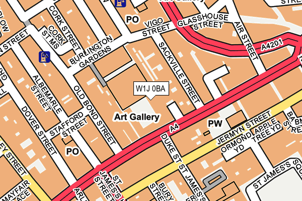 W1J 0BA map - OS OpenMap – Local (Ordnance Survey)