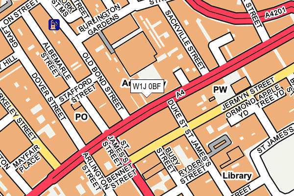 W1J 0BF map - OS OpenMap – Local (Ordnance Survey)