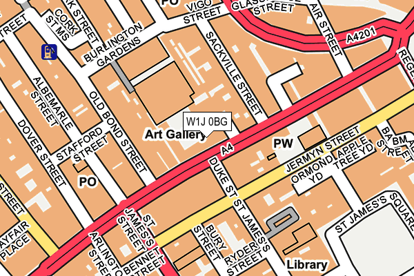 W1J 0BG map - OS OpenMap – Local (Ordnance Survey)