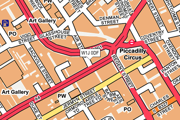 W1J 0DF map - OS OpenMap – Local (Ordnance Survey)