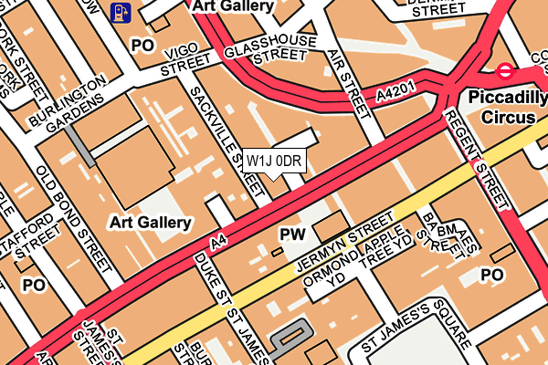 W1J 0DR map - OS OpenMap – Local (Ordnance Survey)