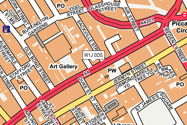 W1J 0DS map - OS OpenMap – Local (Ordnance Survey)