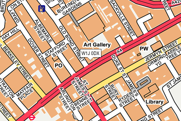 W1J 0DX map - OS OpenMap – Local (Ordnance Survey)