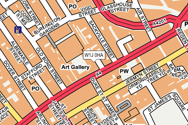 W1J 0HA map - OS OpenMap – Local (Ordnance Survey)