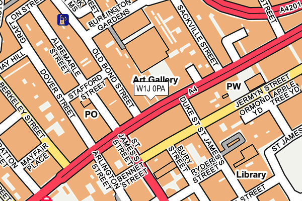 W1J 0PA map - OS OpenMap – Local (Ordnance Survey)