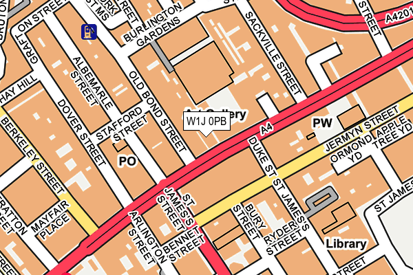 W1J 0PB map - OS OpenMap – Local (Ordnance Survey)