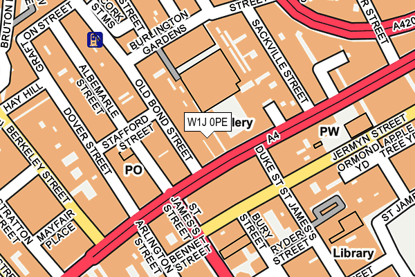 W1J 0PE map - OS OpenMap – Local (Ordnance Survey)