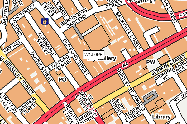 W1J 0PF map - OS OpenMap – Local (Ordnance Survey)