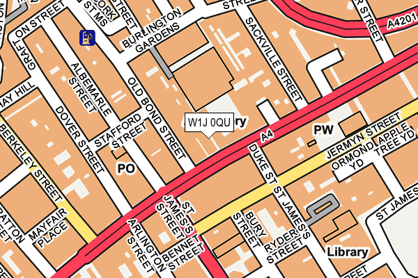 W1J 0QU map - OS OpenMap – Local (Ordnance Survey)