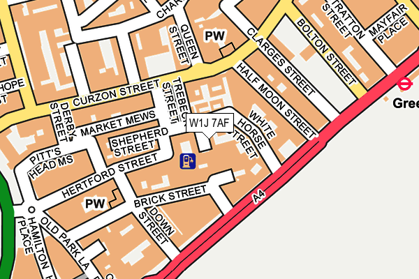 W1J 7AF map - OS OpenMap – Local (Ordnance Survey)