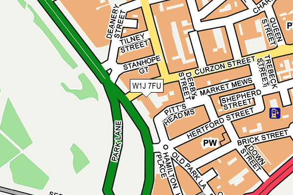 W1J 7FU map - OS OpenMap – Local (Ordnance Survey)