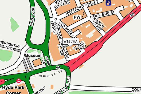 W1J 7HA map - OS OpenMap – Local (Ordnance Survey)