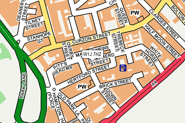 W1J 7HZ map - OS OpenMap – Local (Ordnance Survey)