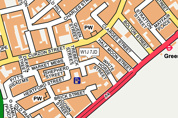 W1J 7JD map - OS OpenMap – Local (Ordnance Survey)