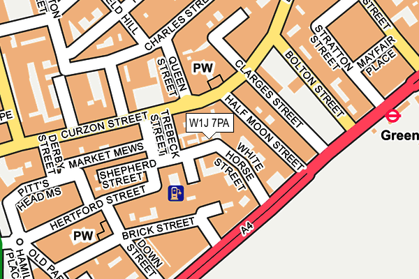 W1J 7PA map - OS OpenMap – Local (Ordnance Survey)