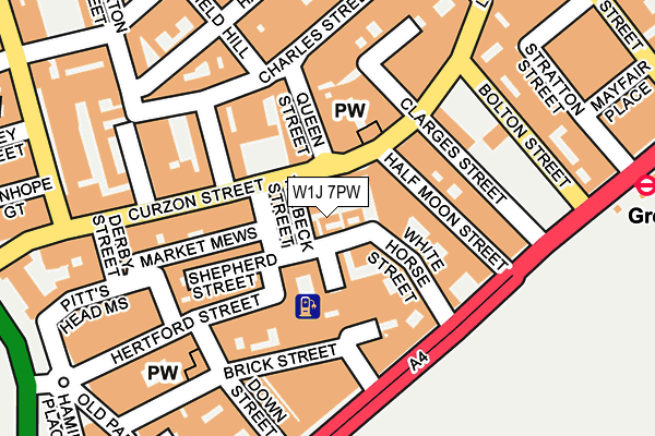 W1J 7PW map - OS OpenMap – Local (Ordnance Survey)