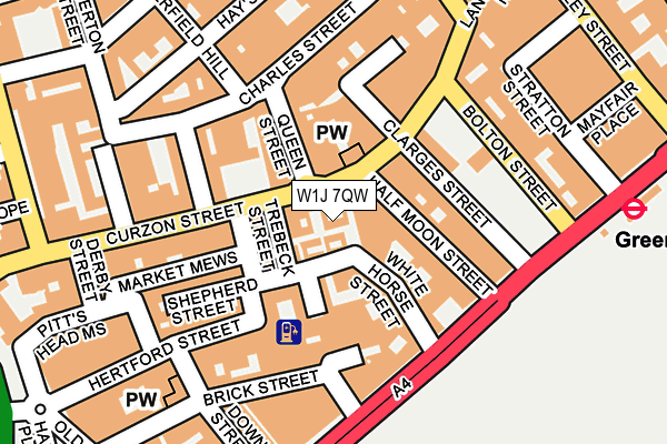 W1J 7QW map - OS OpenMap – Local (Ordnance Survey)