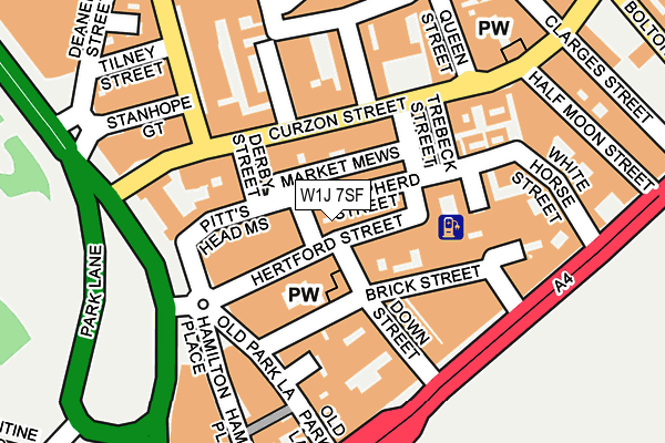 W1J 7SF map - OS OpenMap – Local (Ordnance Survey)