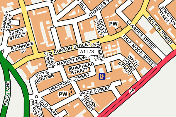 W1J 7ST map - OS OpenMap – Local (Ordnance Survey)