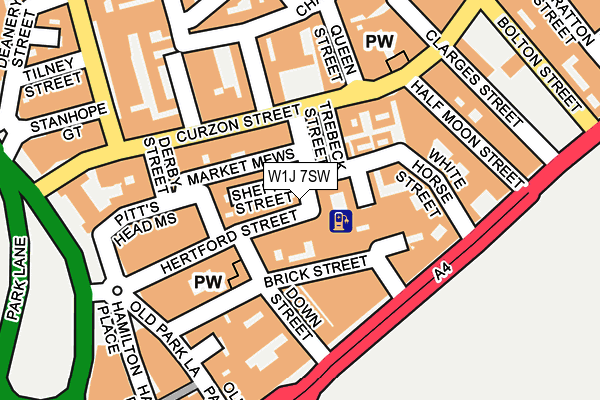 W1J 7SW map - OS OpenMap – Local (Ordnance Survey)