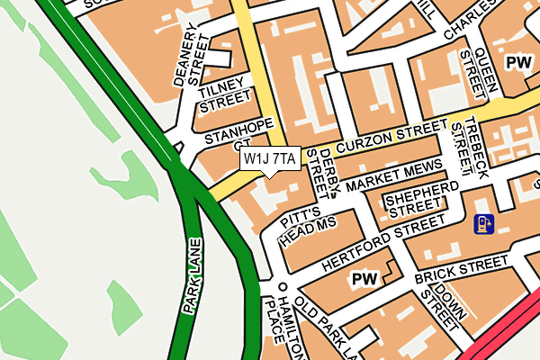 W1J 7TA map - OS OpenMap – Local (Ordnance Survey)