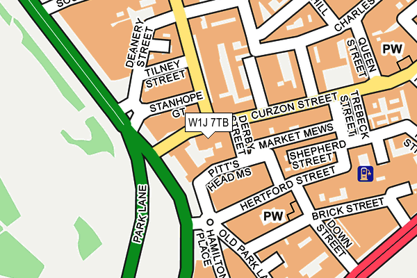 W1J 7TB map - OS OpenMap – Local (Ordnance Survey)