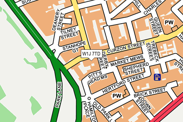W1J 7TD map - OS OpenMap – Local (Ordnance Survey)