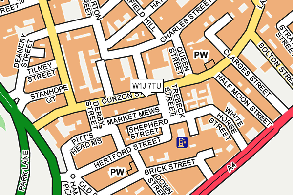 W1J 7TU map - OS OpenMap – Local (Ordnance Survey)