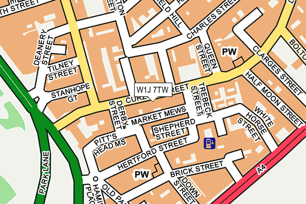 W1J 7TW map - OS OpenMap – Local (Ordnance Survey)