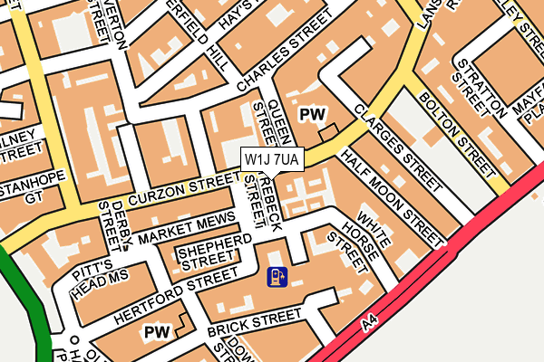 W1J 7UA map - OS OpenMap – Local (Ordnance Survey)