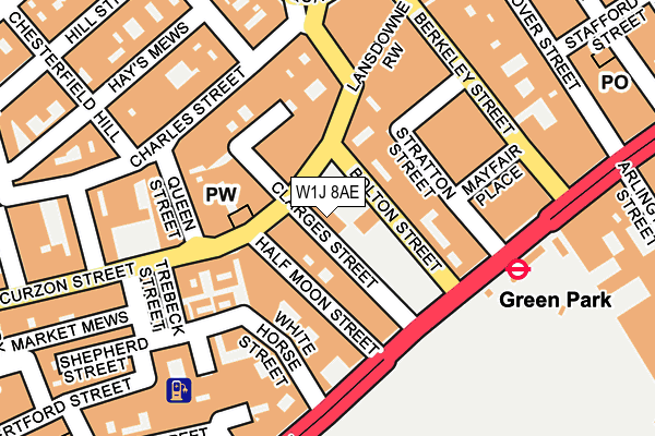 W1J 8AE map - OS OpenMap – Local (Ordnance Survey)