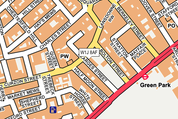 W1J 8AF map - OS OpenMap – Local (Ordnance Survey)