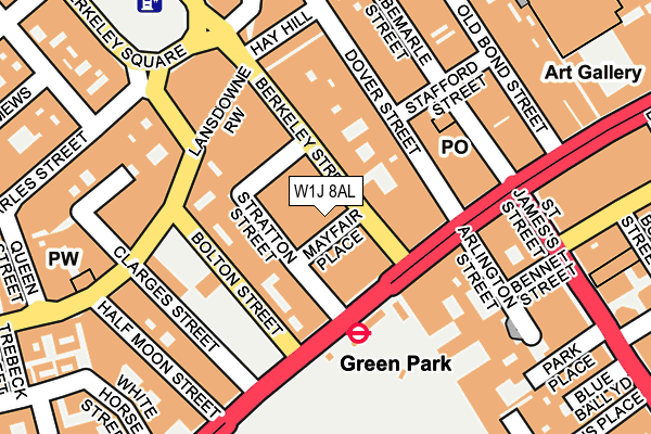 W1J 8AL map - OS OpenMap – Local (Ordnance Survey)