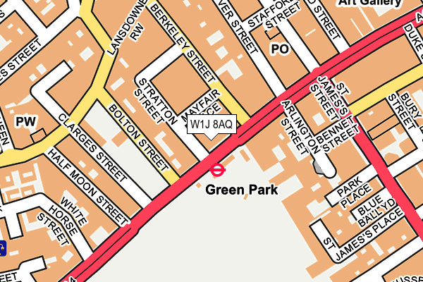 W1J 8AQ map - OS OpenMap – Local (Ordnance Survey)
